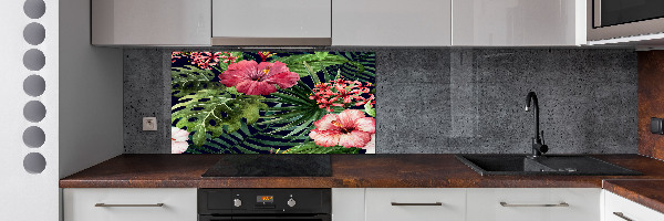 Spatplaat keuken Tropische bloemen