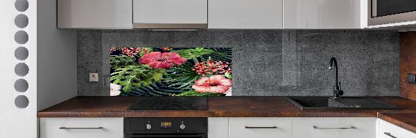 Spatplaat keuken Tropische bloemen