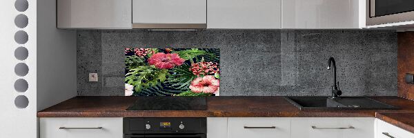 Spatplaat keuken Tropische bloemen
