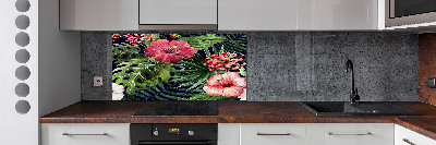 Spatplaat keuken Tropische bloemen