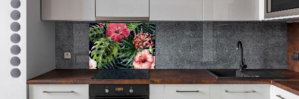 Spatplaat keuken Tropische bloemen