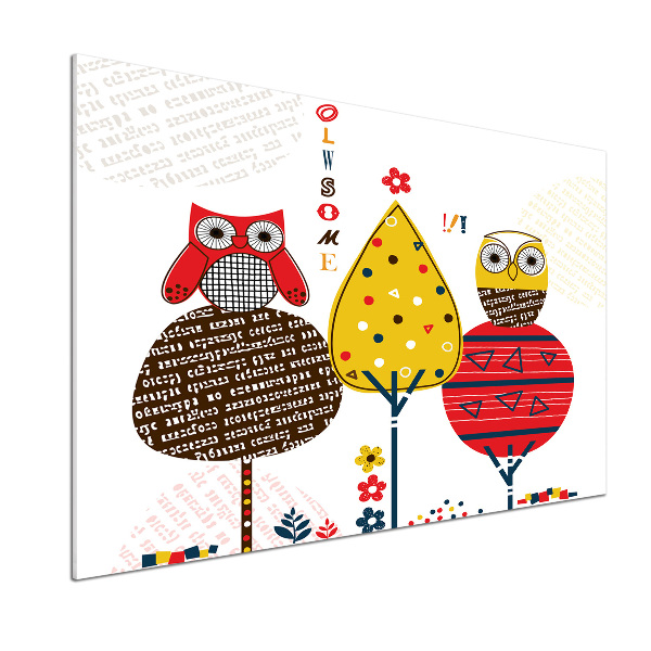 Spatscherm keuken Uilen in een boom