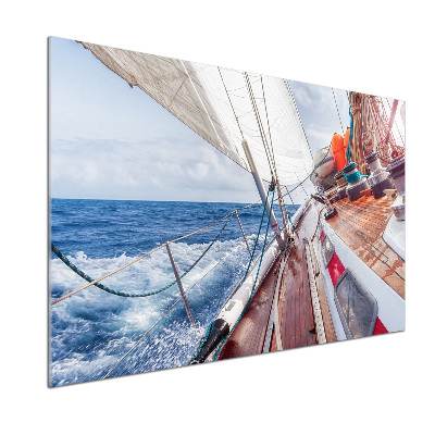 Spatscherm keuken Een zeilboot op zee