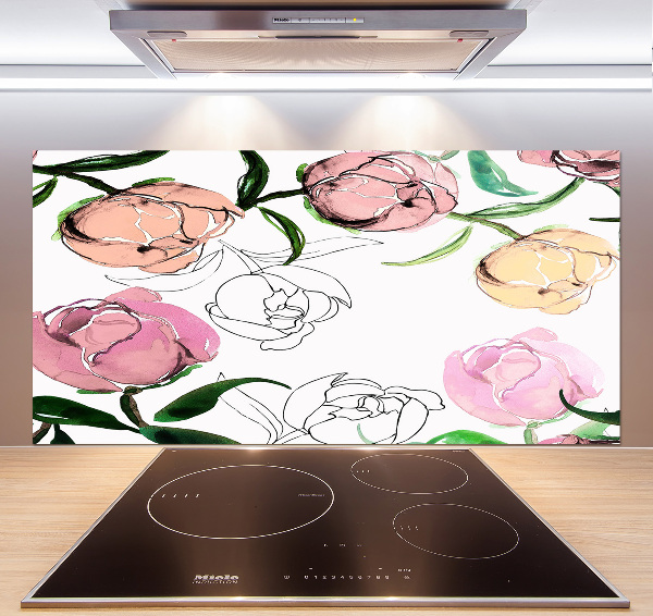 Achterwand keuken Pioenrozenknoppen