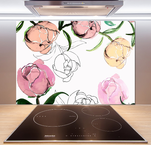 Achterwand keuken Pioenrozenknoppen