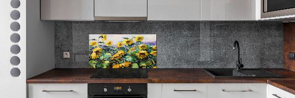 Spatscherm keuken Zonnebloemen