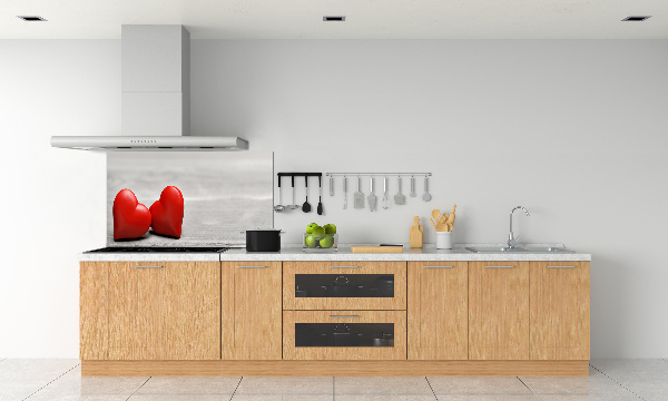 Spatscherm keuken Harten op hout