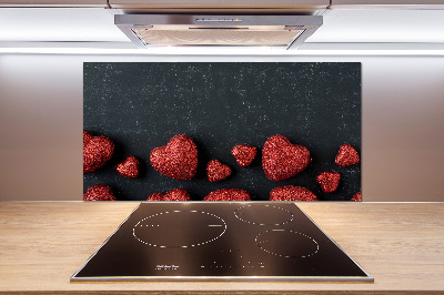 Spatplaat keuken Harten op het bord