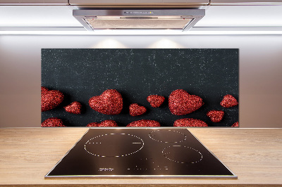 Spatplaat keuken Harten op het bord