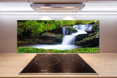 Glazen achterwand keuken Waterval in het bos