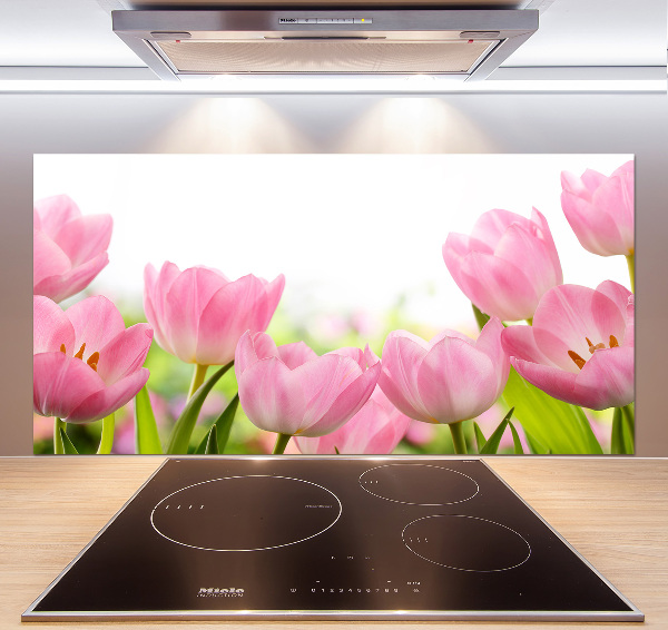 Keuken achterwand Roze tulpen