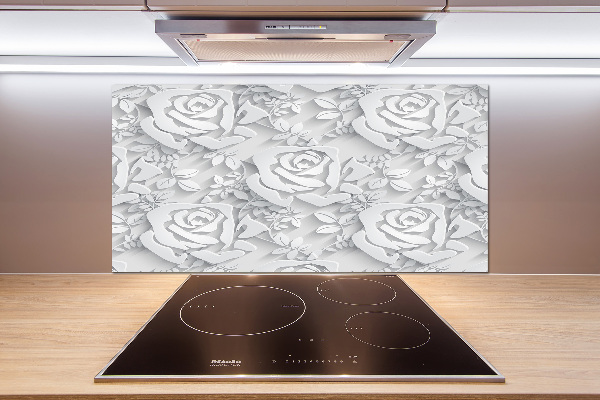 Spatscherm keuken Rozenpatroon