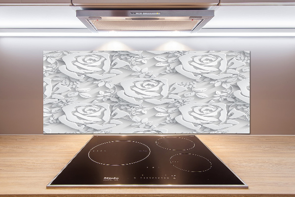 Spatscherm keuken Rozenpatroon