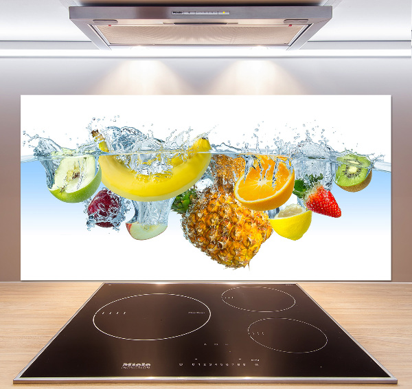 Glazen achterwand keuken Fruit onder water