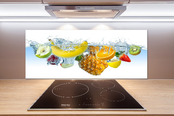 Glazen achterwand keuken Fruit onder water