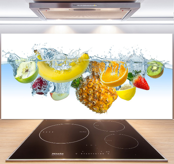 Glazen achterwand keuken Fruit onder water