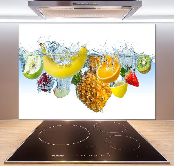 Glazen achterwand keuken Fruit onder water