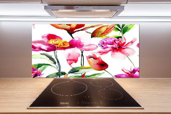 Spatscherm keuken Wilde bloemen