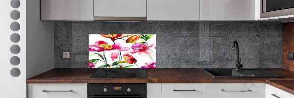 Spatscherm keuken Wilde bloemen