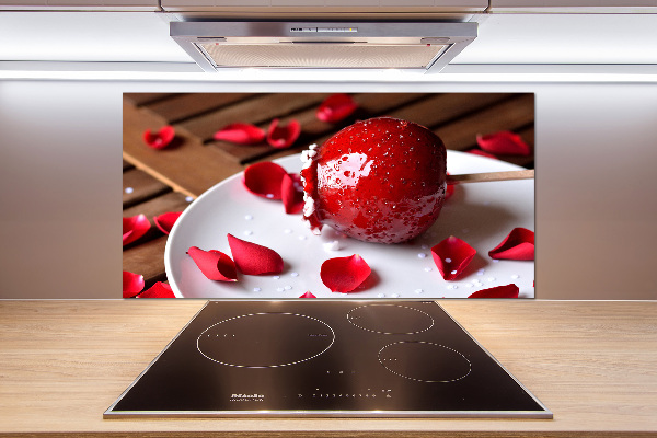 Glazen achterwand keuken Appel aan een stokje