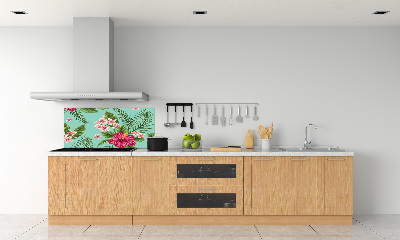 Glazen achterwand keuken Hawaiiaanse bloemen