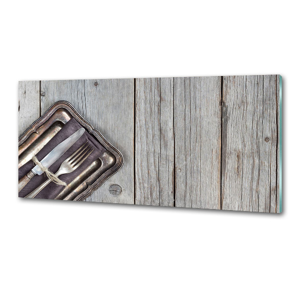 Achterwand keuken Bestek op planken