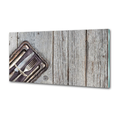 Achterwand keuken Bestek op planken