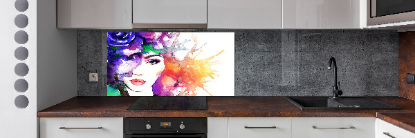 Glazen achterwand keuken Portret van een vrouw