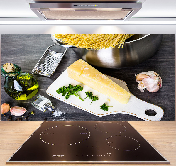Glazen achterwand keuken Pasta met knoflook