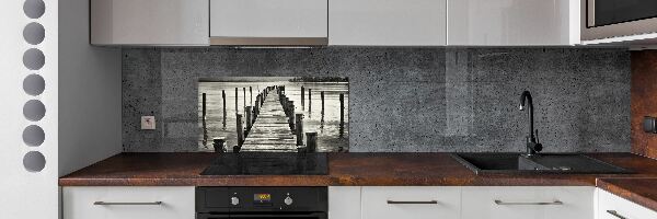 Glazen achterwand keuken Houten steiger