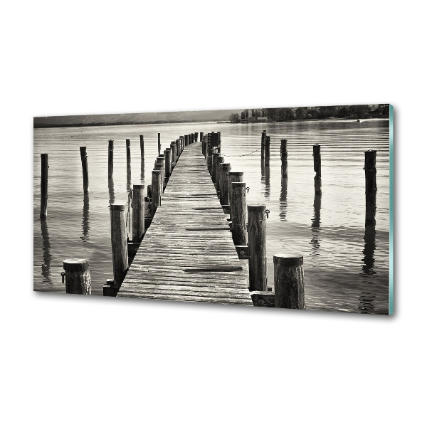 Glazen achterwand keuken Houten steiger