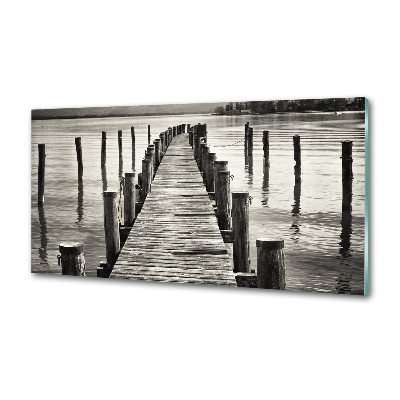 Glazen achterwand keuken Houten steiger