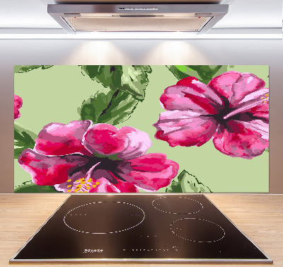 Achterwand keuken Hawaiiaanse bloemen