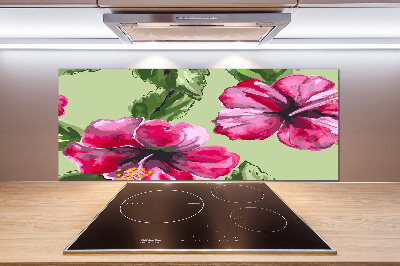 Achterwand keuken Hawaiiaanse bloemen