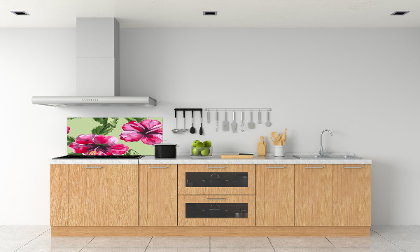 Achterwand keuken Hawaiiaanse bloemen