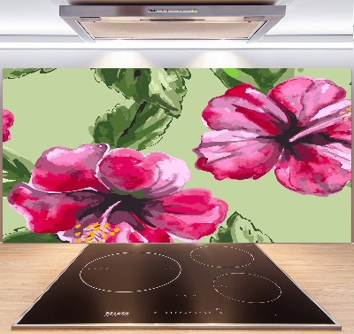 Achterwand keuken Hawaiiaanse bloemen