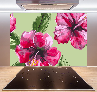Achterwand keuken Hawaiiaanse bloemen
