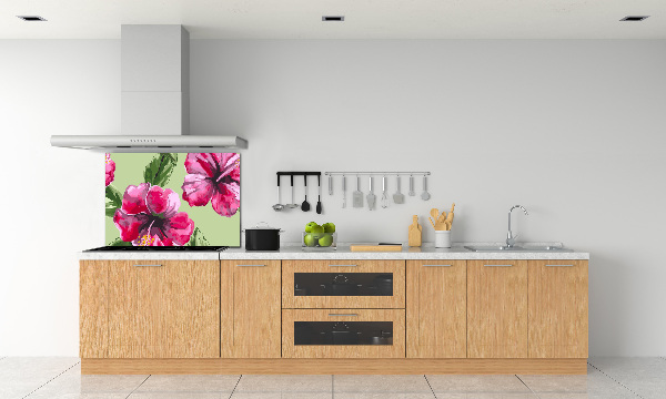Achterwand keuken Hawaiiaanse bloemen