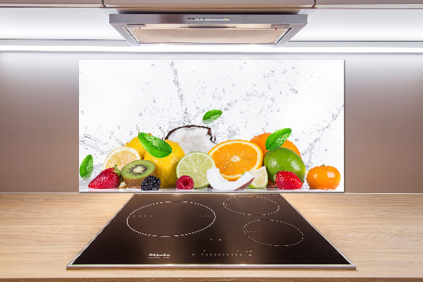 Spatscherm keuken Fruit en water