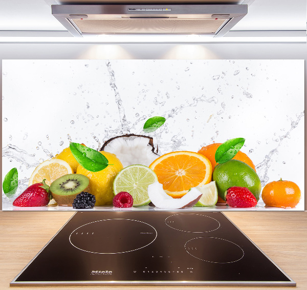 Spatscherm keuken Fruit en water