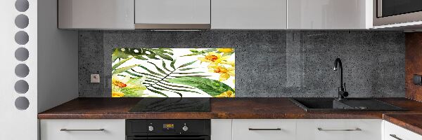 Spatplaat keuken Tropische bloemen