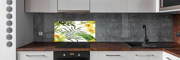 Spatplaat keuken Tropische bloemen