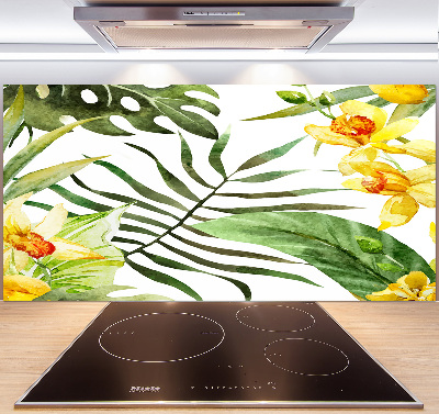 Spatplaat keuken Tropische bloemen