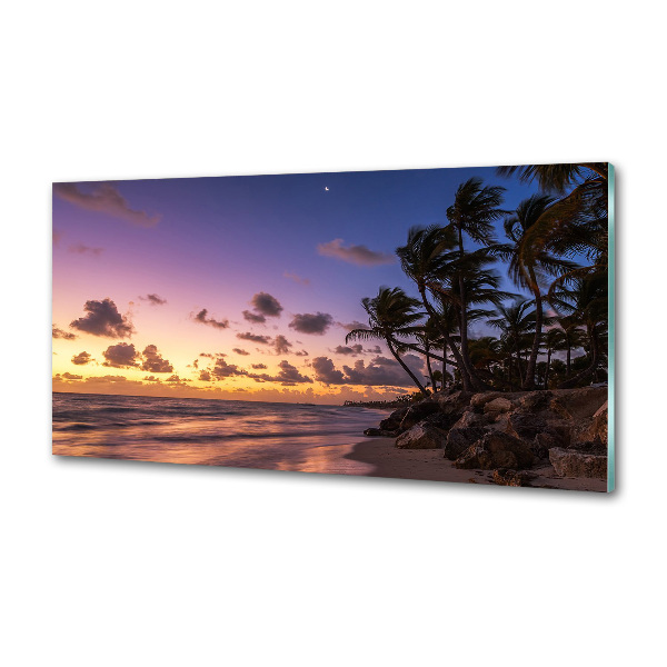 Glazen achterwand keuken Zonsondergang op het strand