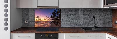 Glazen achterwand keuken Zonsondergang op het strand