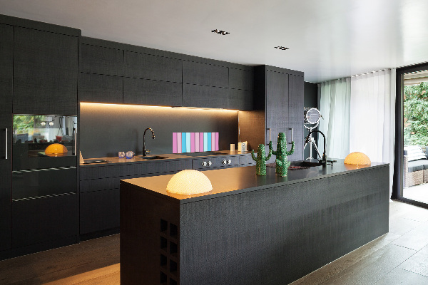 Glazen achterwand keuken Kleurrijke strepen