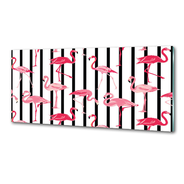 Spatscherm keuken Gestreepte flamingo's