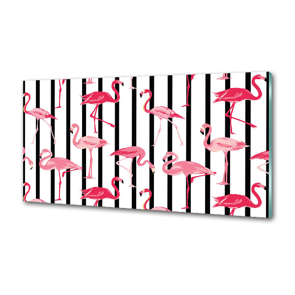 Spatscherm keuken Gestreepte flamingo's