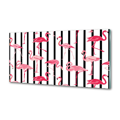 Spatscherm keuken Gestreepte flamingo's