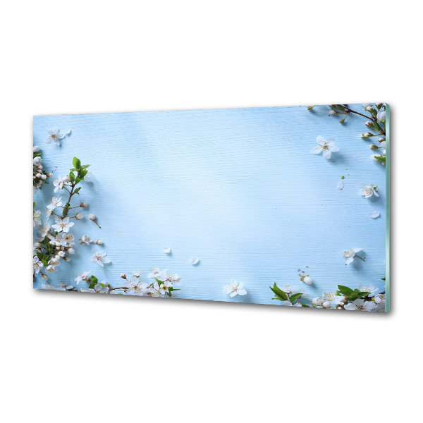 Glazen achterwand keuken Achtergrond met kersenbloesems